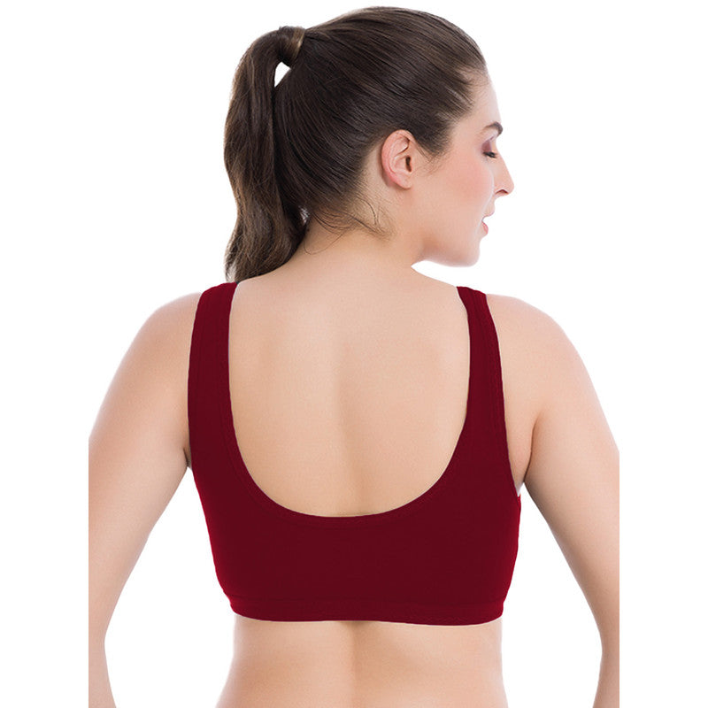 Groversons Paris Beauty Women's Non-Padded Non-Wired Seamed Full Coverage Sports Bra (BR161-MAROON)