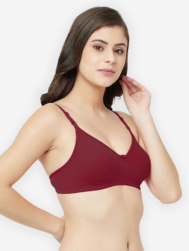 Groversons Paris Beauty women's Non Padded Non Wired Full Coverage Cotton Bra (BR194- MAROON)