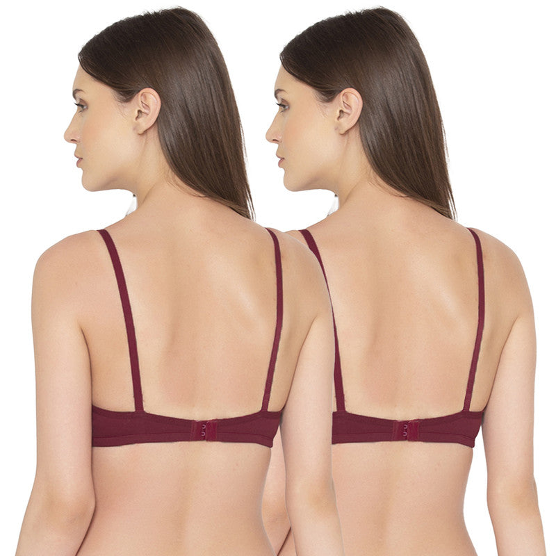 Groversons Paris Beauty Women's Pack Of 2 Non-Padded-Non-Wired Everyday Bra Cotton Bra (COMB40-Maroon)