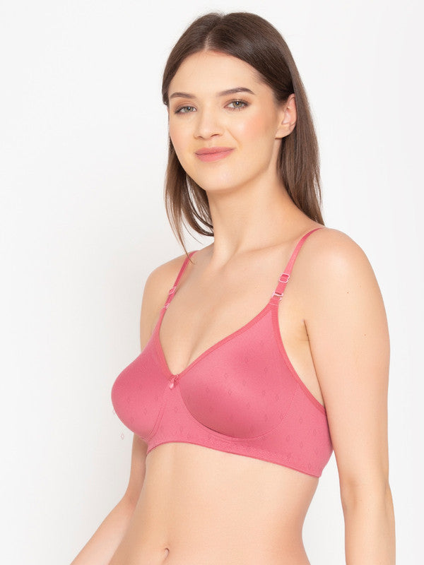 Groversons Paris Beauty Women's Cotton Dobby design fabric, Non-Padded, Non-wired, Full-Coverage, T-shirt Bra, (BR047-MAUVE)