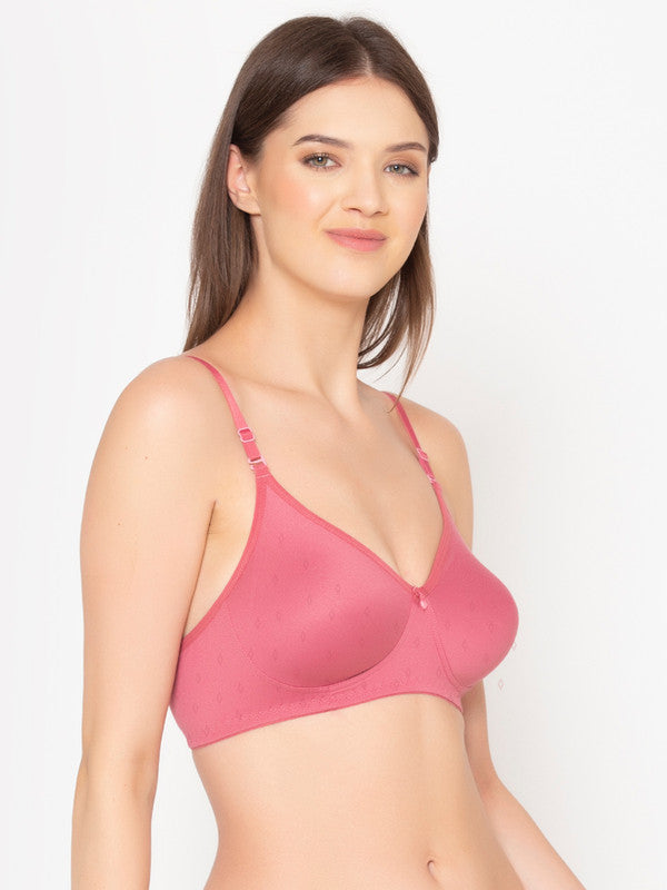 Groversons Paris Beauty Women's Cotton Dobby design fabric, Non-Padded, Non-wired, Full-Coverage, T-shirt Bra, (BR047-MAUVE)