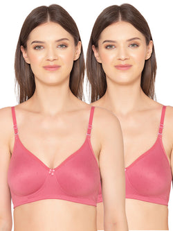 Groversons Paris Beauty Women's  Pack of 2 Cotton Dobby design fabric, Non-Padded, Non-wired, Full-Coverage, T-shirt Bra, (COMB36-C13-C13)