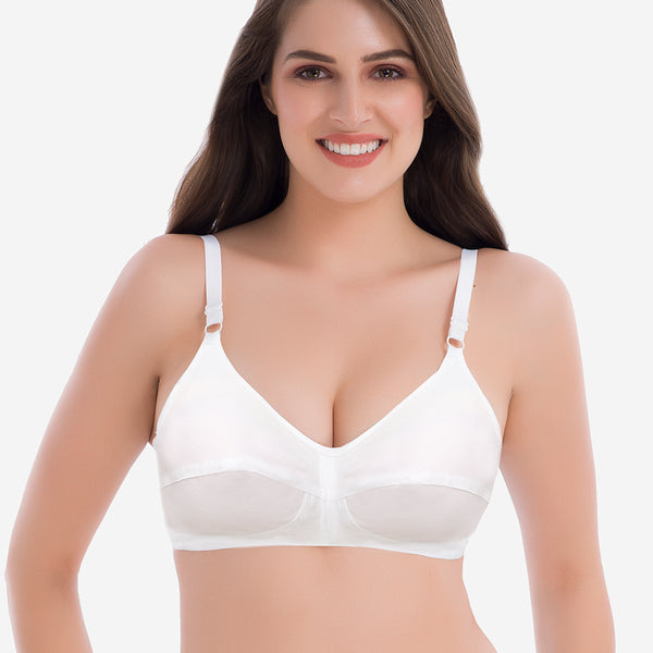 Groversons Paris Beauty Soft Cotton Non-Padded Non-Wired Summer Bra (BR060- WHITE)