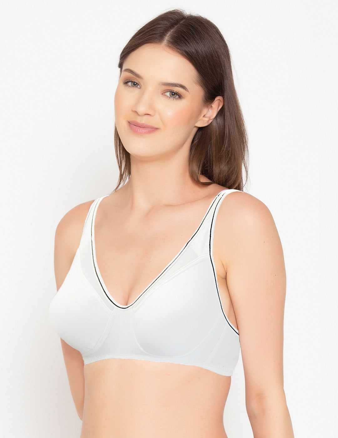 Women’s Stretch Cotton Spandex, Non-Padded, Non-Wired, Everyday T-Shirt Bra(BR057-WHITE)