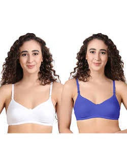 Soft cotton non padded wire free full coverage bra - Set of 2