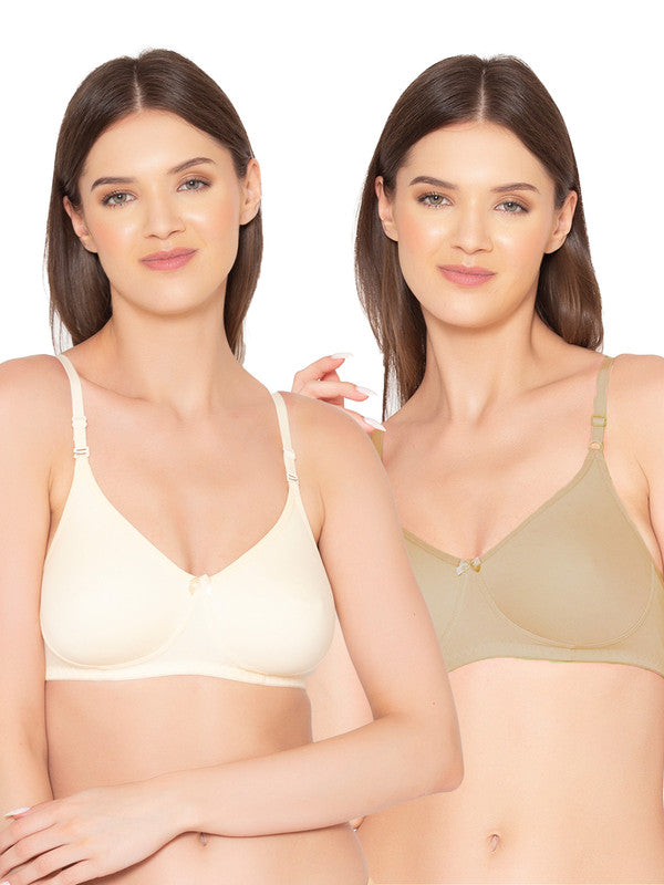 Women’s Pack of 2 seamless Non-Padded, Non-Wired Bra (COMB09-NUDE & SKIN)