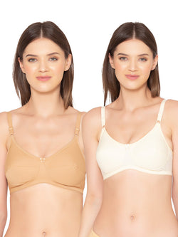 Women's Pack of 2 Non-Padded, Wirefree, Full-Coverage Bra (COMB06-SKIN & NUDE)