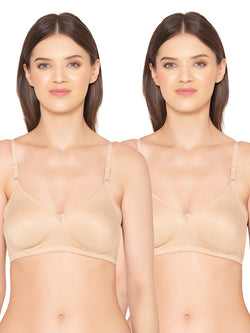 Women’s Pack of 2 cotton rich Non-Padded Wireless smooth super lift full coverage Bra (COMB01-NUDE)