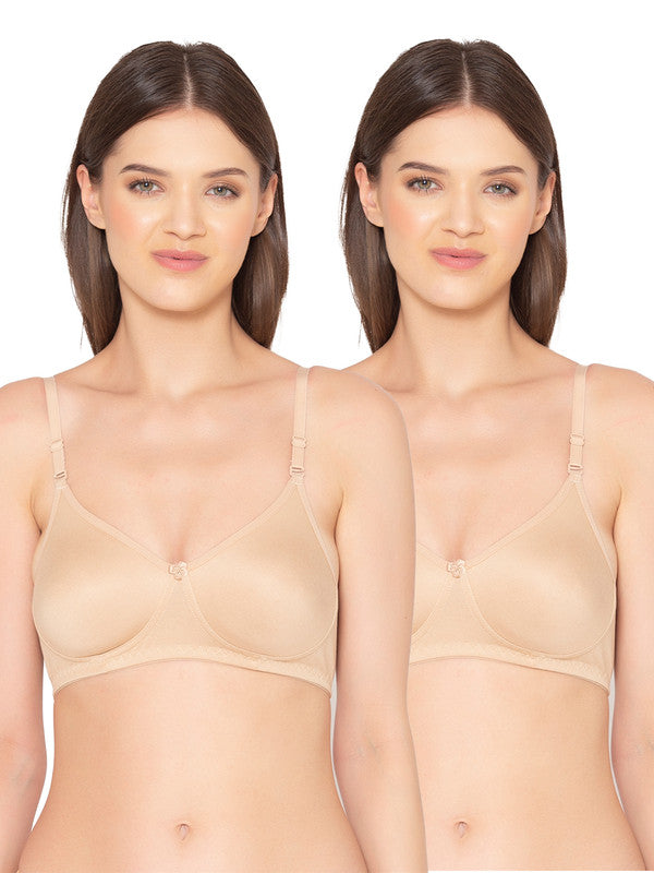 Women's Pack of 2 seamless Non-Padded, Non-Wired Bra (COMB03-NUDE)