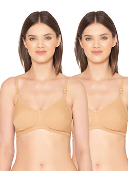 Women's Pack of 2 Non-Padded, Wirefree, Full-Coverage Bra (COMB06-NUDE)