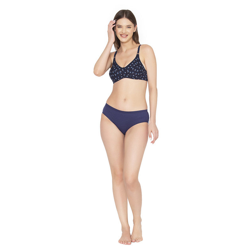 Groversons Paris Beauty Women’S Non Padded Printed Full Coverage T-Shirt Bra (BR040-NAVY)