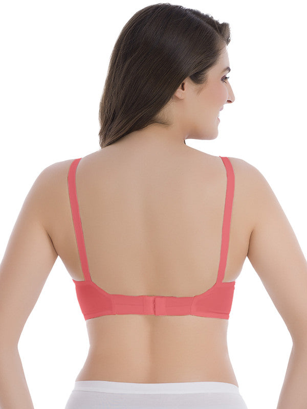 Groversons Paris Beauty women's Full Coverage, Non-Padded, Organic Cotton Bra (BR062-CORAL)