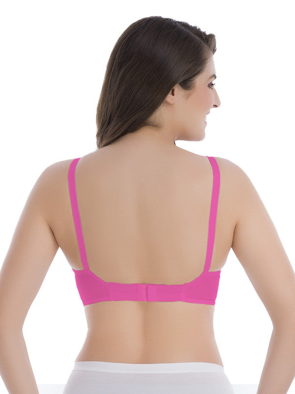 Groversons Paris Beauty women's Full Coverage, Non-Padded, Organic Cotton Bra (BR062-HOT PINK)