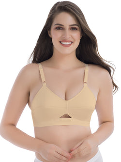 Groversons Paris Beauty women's Full Coverage, Non-Padded, Organic Cotton Bra (BR062-NUDE)