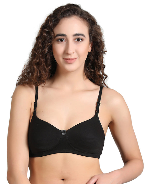 Non padded basic cotton bra with full coverage - Set of 2