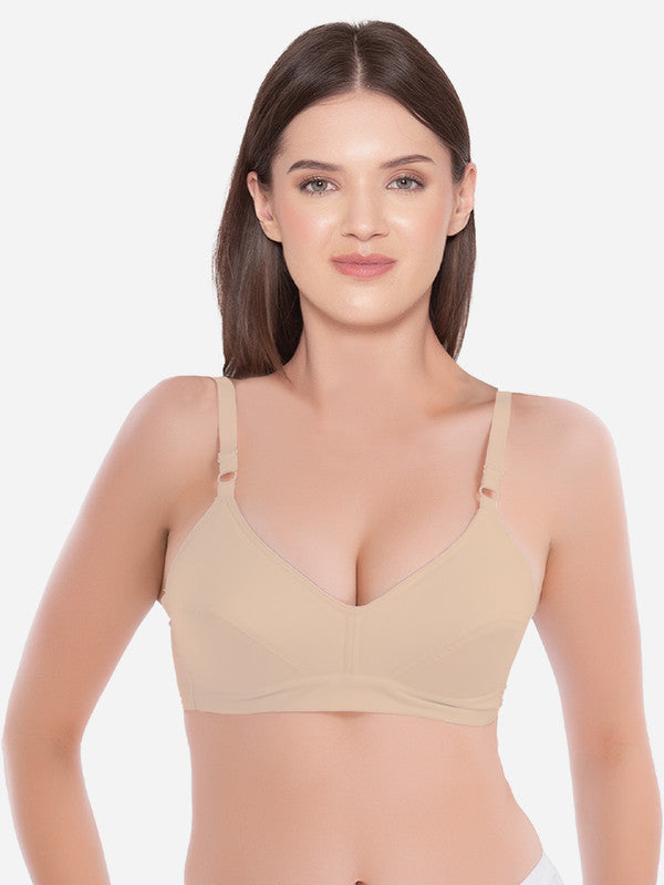 Groversons Paris Beauty Women's Cotton Non Padded Non-Wired Push-up Bra (BR193-NUDE)