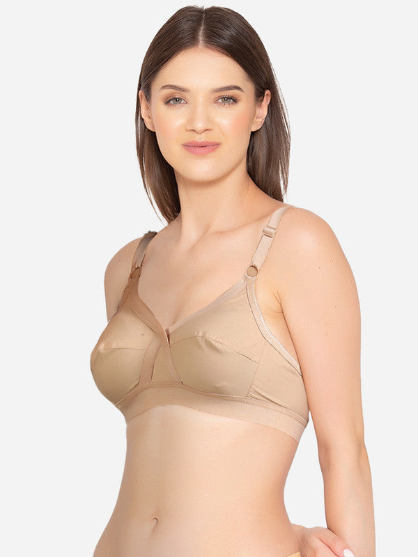 Groversons Paris Beauty Women's Cotton Rich Non Padded Wireless Smooth Super Lift Full Coverage Bra(BR002-NUDE)