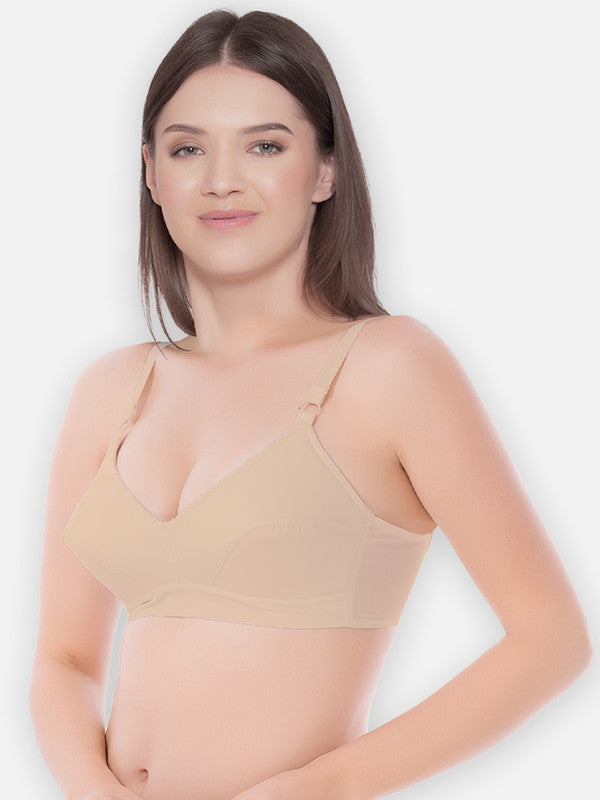 Groversons Paris Beauty Women's Cotton Non Padded Non-Wired Push-up Bra (BR193-NUDE)
