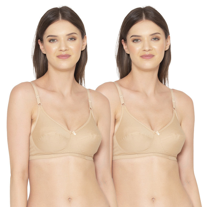 Groversons Paris Beauty Women's Pack Of 2 Non-Padded-Non-Wired Everyday Bra Cotton Bra (COMB40-Nude)