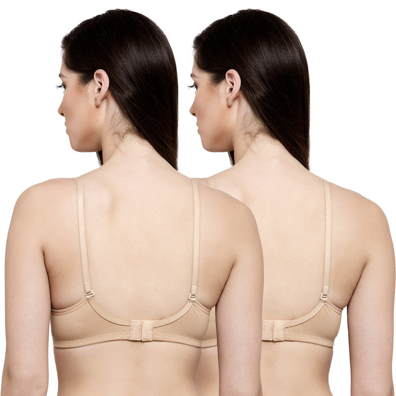 Groversons Paris Beauty Women's Pack of 2 Padded, Non-Wired, Seamless T-Shirt Bra (COMB33-Nude)