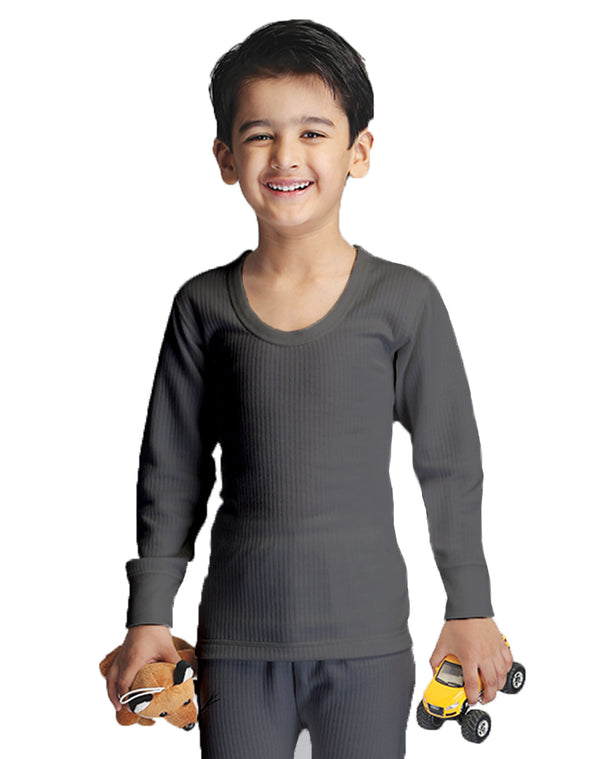 Boy Round Neck Thermal Full Sleeve Top- Grey