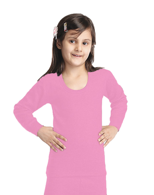 Round Neck Full Sleeve Girl Top- Pink