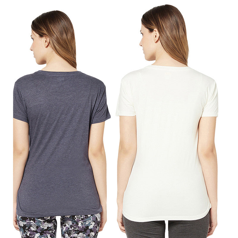 Groversons Paris Beauty Printed Pack of 2 Assorted Half Sleeve Cotton T-shirts For Women (Tshirt-Assorted-012)