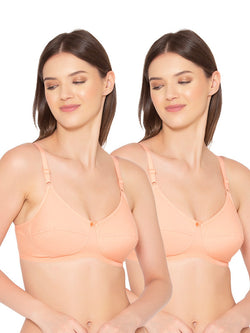 Women's Pack of 2 Non-Padded, Wirefree, Full-Coverage Bra (COMB06-PEACH)