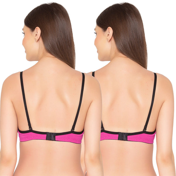 Groversons Paris Beauty Women's Pack of 2 Padded, Non-Wired, Seamless T-Shirt Bra (COMB32-PINK)