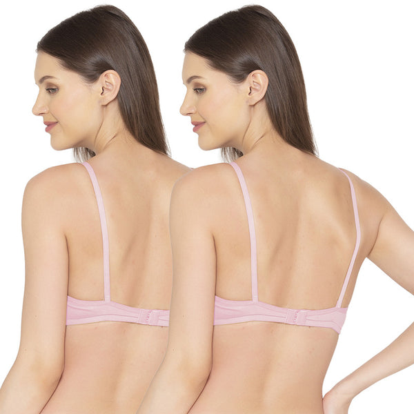 Groversons Paris Beauty Women's Pack Of 2 Non-Padded-Non-Wired Everyday Bra Cotton Bra (COMB40-Pink)