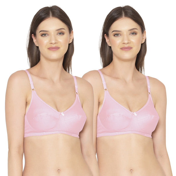 Groversons Paris Beauty Women's Pack Of 2 Non-Padded-Non-Wired Everyday Bra Cotton Bra (COMB40-Pink)