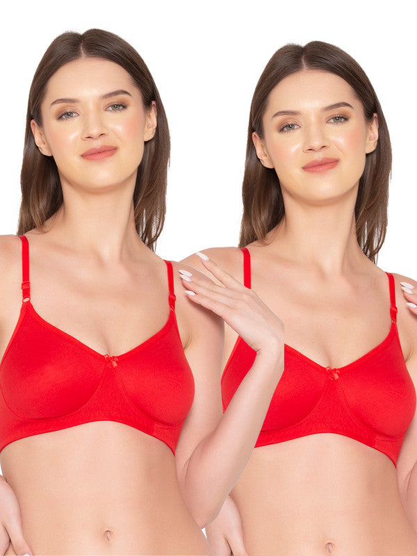 Women’s Pack of 2 seamless Non-Padded, Non-Wired Bra (COMB09-RED)