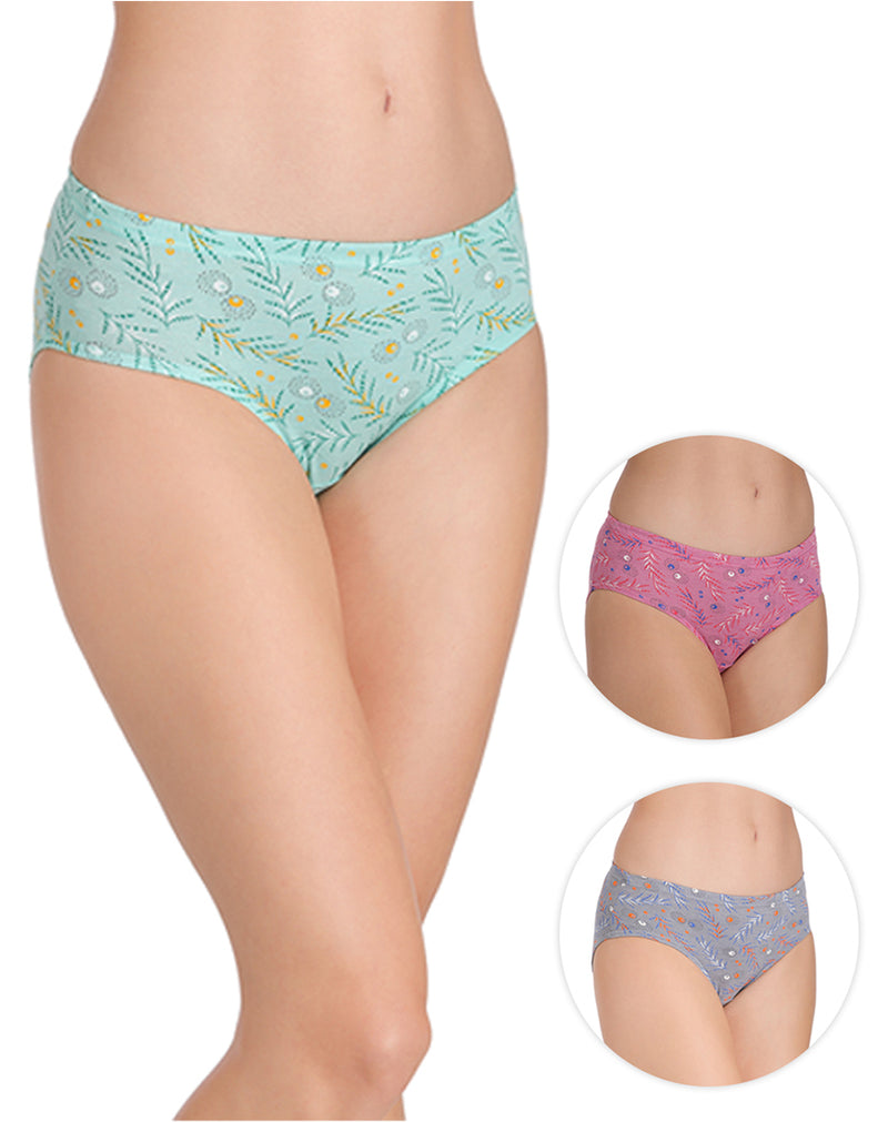 Assorted Soft Fabric Printed Full Coverage Regular Panty(Pack of 3)