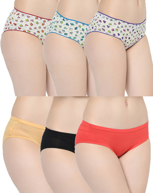 Assorted Combination of Plain Modal and Printed Cotton Panties