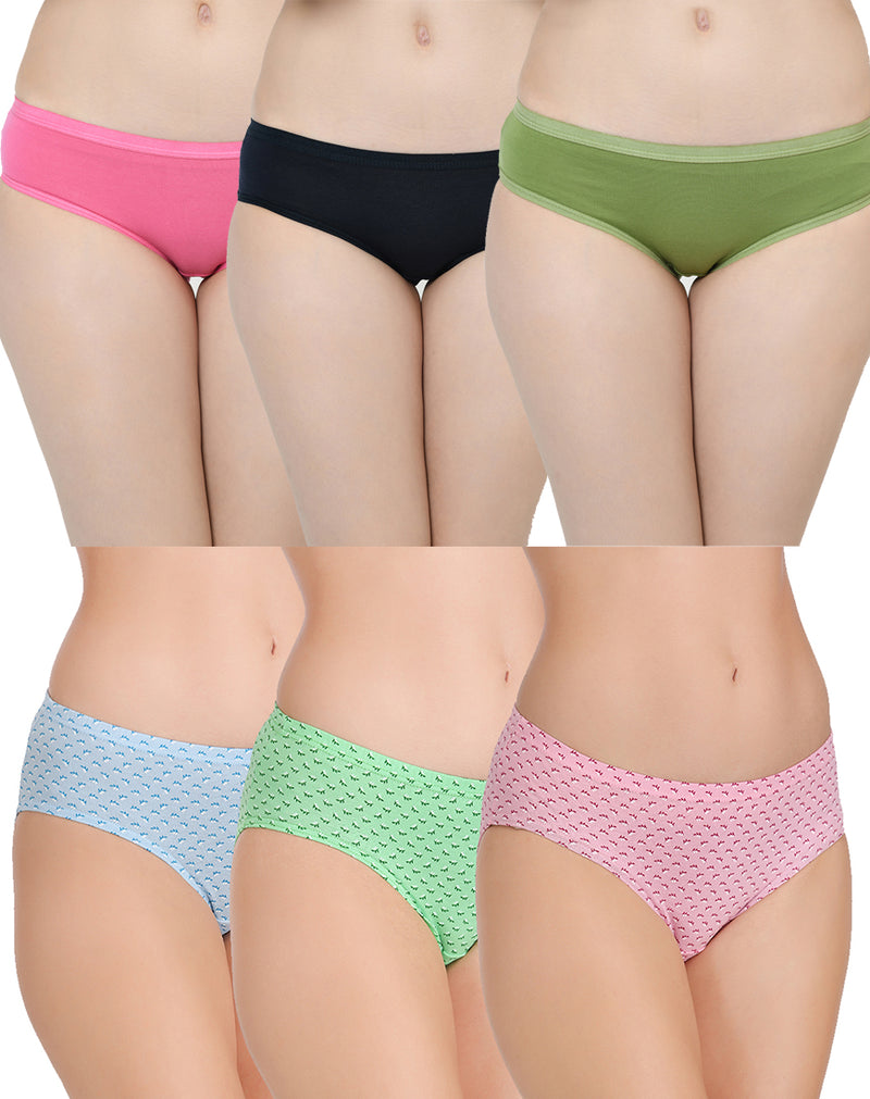 Mid Waist Full Coverage Cotton Panties - Combo of 3