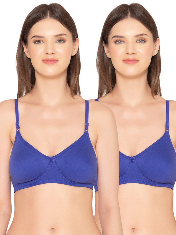 Women’s Pack of 2 seamless Non-Padded, Non-Wired Bra (COMB09-ROYAL BLUE)