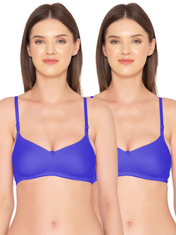 Women’s Pack of 2 seamless Non-Padded, Non-Wired Bra (COMB10-ROYAL BLUE)