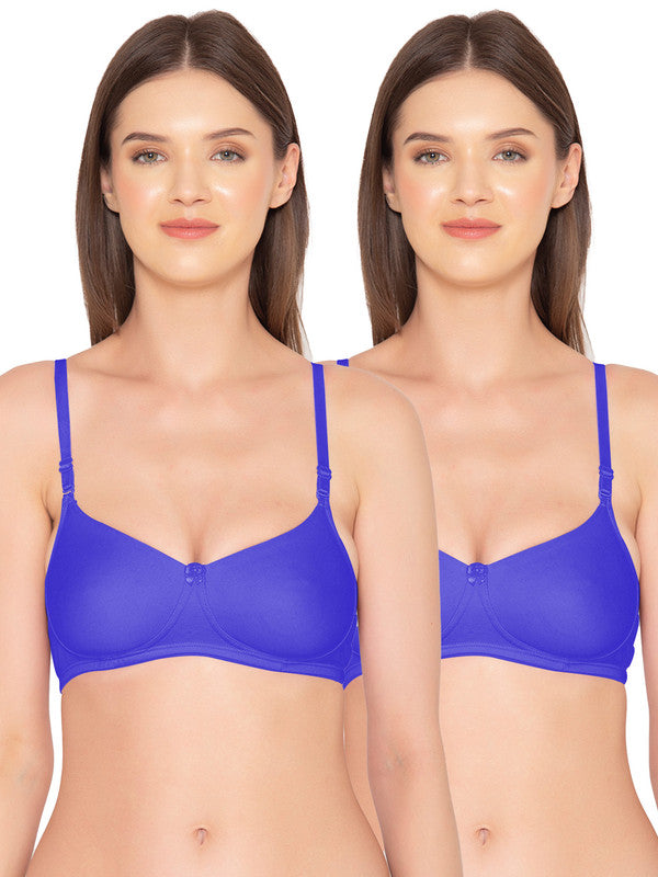 Women’s Pack of 2 seamless Non-Padded, Non-Wired Bra (COMB10-ROYAL BLUE)