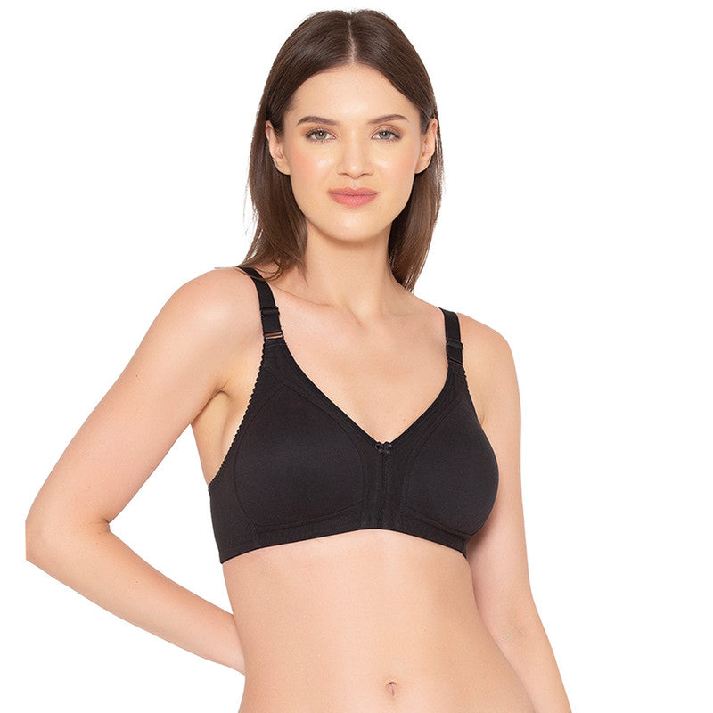 Groversons Paris Beauty Women's Full Coverage and Non- Padded Supima Cotton spacer and Minimiser Bra (COMB08-BLACK & M.PINK)