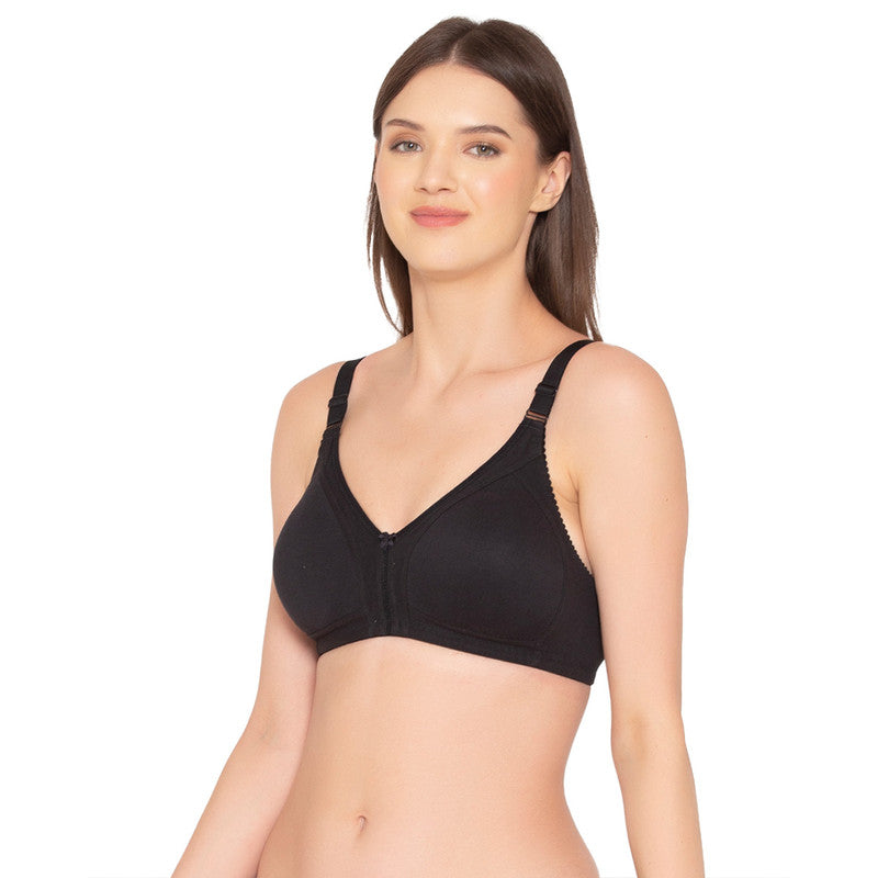Groversons Paris Beauty Women's Full Coverage and Non- Padded Supima Cotton spacer and Minimiser Bra (COMB08-BLACK)