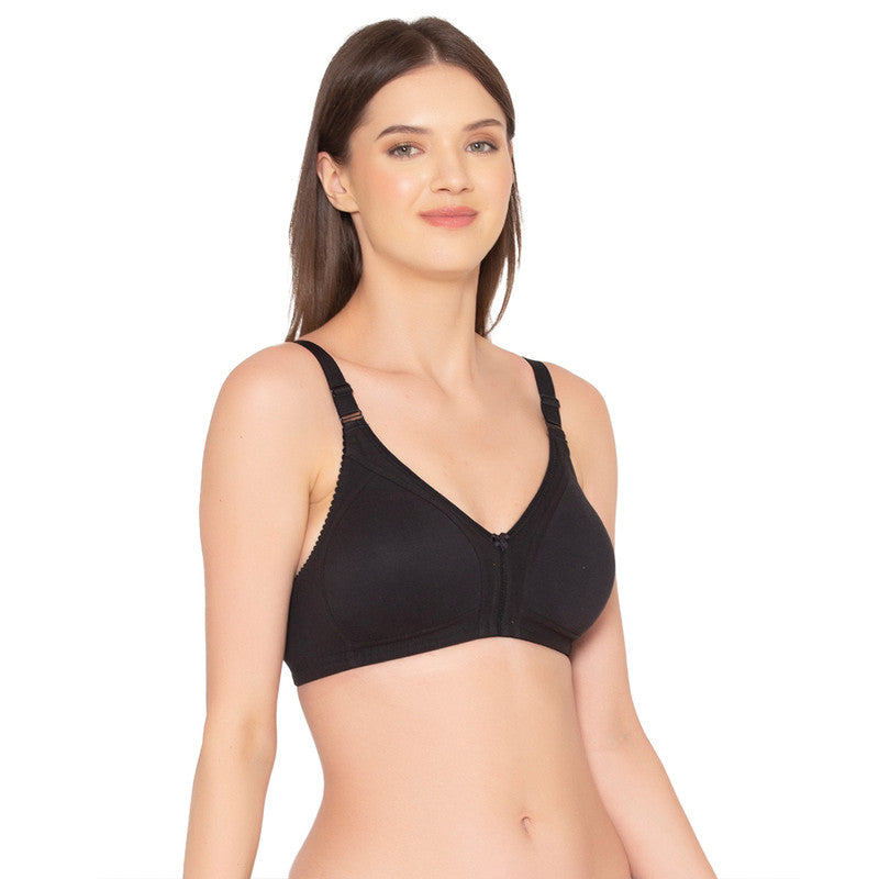 Buy Groversons Paris Beauty Women's Cotton Full Coverage Non-Padded  Non-Wired Bra Black at