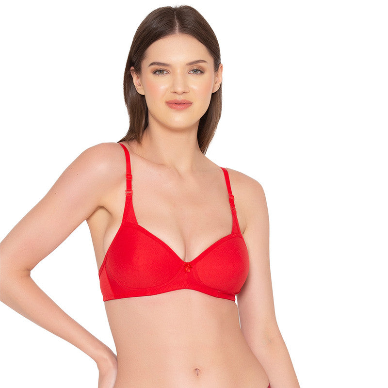 Women's Padded, Non-Wired, Seamless T-Shirt Bra (BR007-RED)