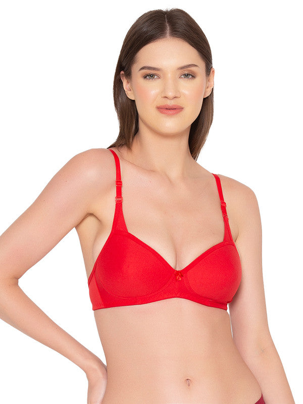 Groversons Paris Beauty Women's Pack of 2 Padded, Non-Wired, Seamless T-Shirt Bra (COMB25-RED & WHITE)