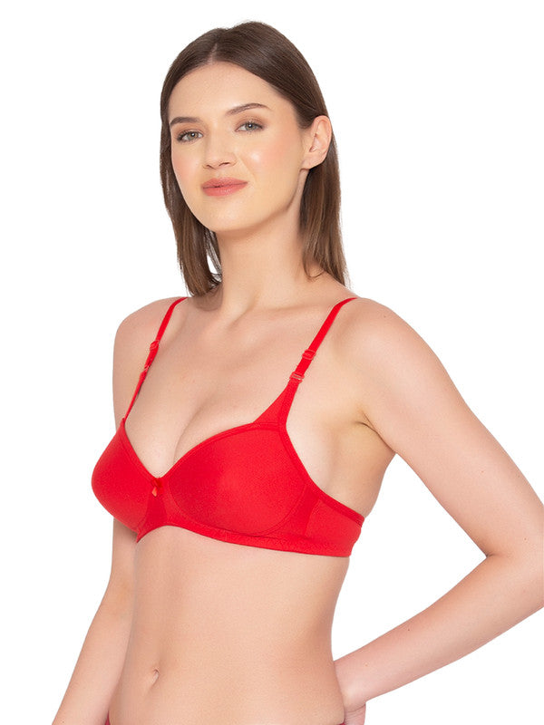 Groversons Paris Beauty Women's Pack of 2 Padded, Non-Wired, Seamless T-Shirt Bra (COMB25-RED & Wine)
