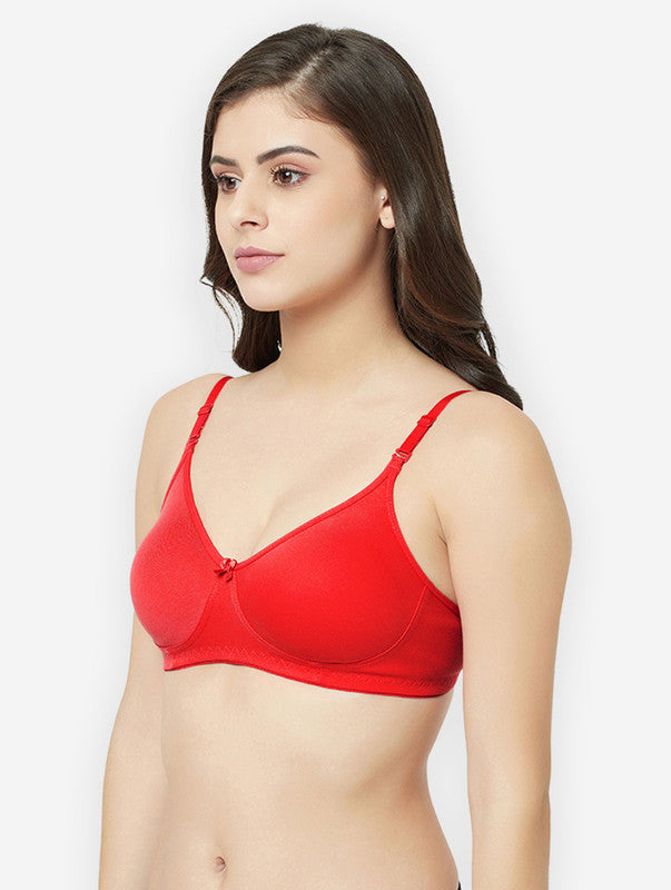 Groversons Paris Beauty women's Non Padded Non Wired Full Coverage Cotton Bra (BR194- RED)