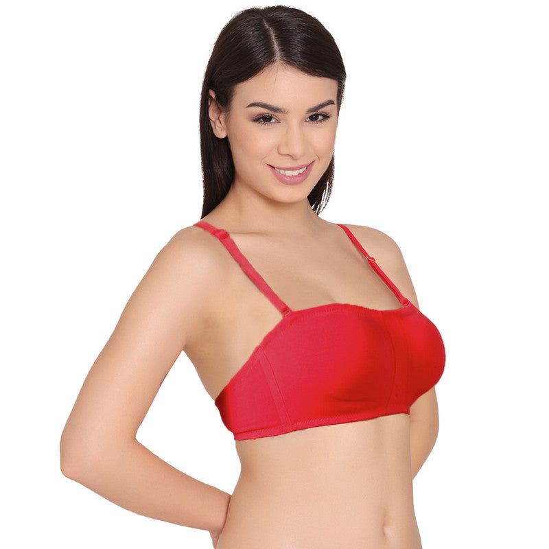 Groversons Paris Beauty Soft Fabric Full Coverage Cotton Rich Tube Bra (BR020-RED)