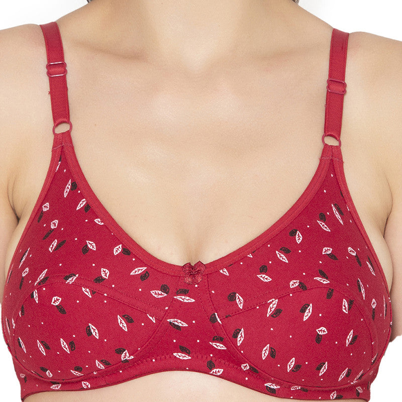 Groversons Paris Beauty Women’S Non Padded Printed Full Coverage T-Shirt Bra (BR040-RED)