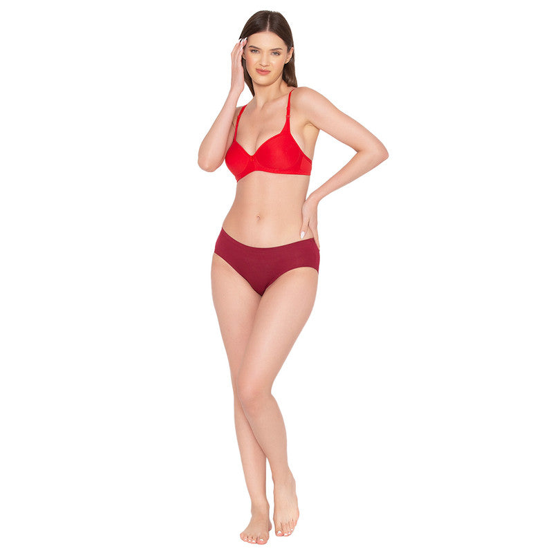 Women's Padded, Non-Wired, Seamless T-Shirt Bra (BR007-RED)