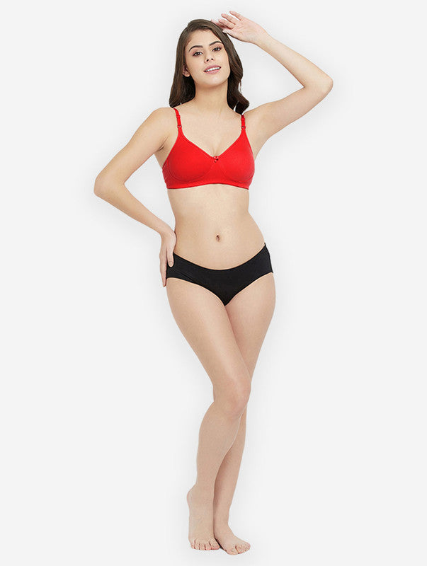 Groversons Paris Beauty women's Non Padded Non Wired Full Coverage Cotton Bra (BR194- RED)