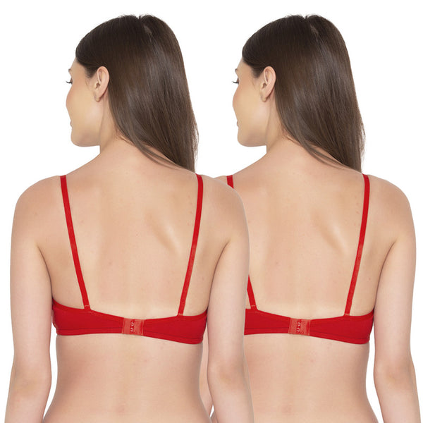 Groversons Paris Beauty Women's Pack Of 2 Non-Padded-Non-Wired Everyday Bra Cotton Bra (COMB40-Red)